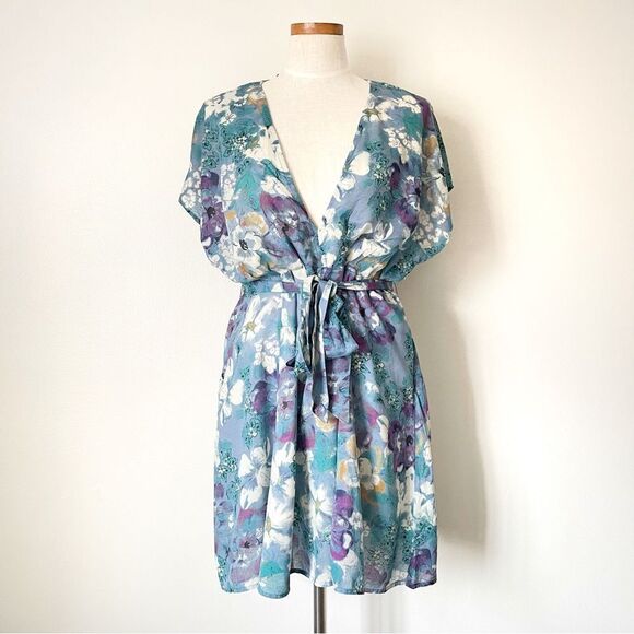 Free People Freddy Tie belt Mini Dress in Night Combo size Large NWOT - Picture 2 of 7